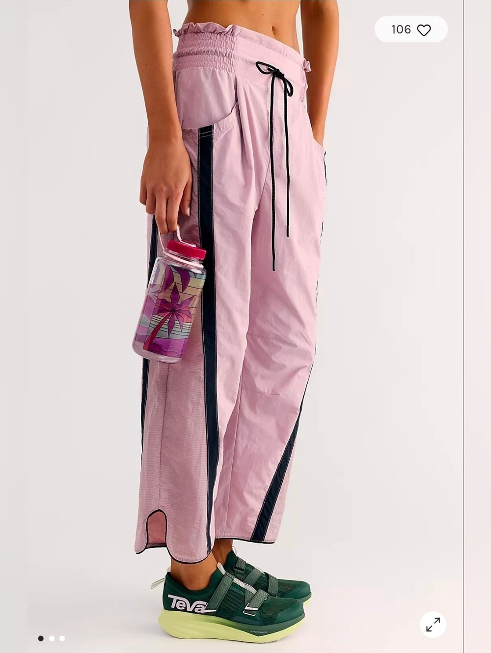 FP Movement by Free People Pink Track Pants with Black Side Stripes Size XL
